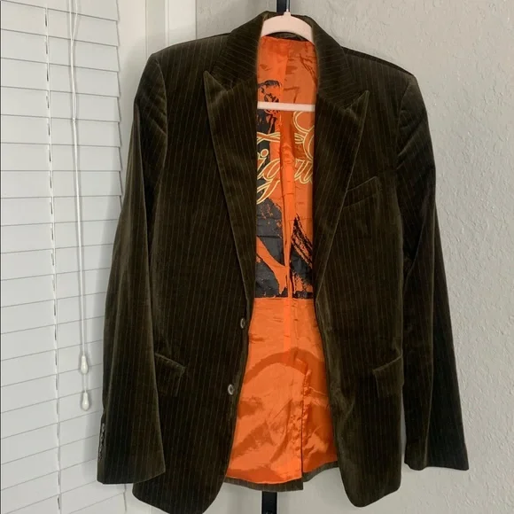 RARE vintage y2k Juicy Couture pinstriped   Velvet Blazer size 38 - Picture 5 of 11